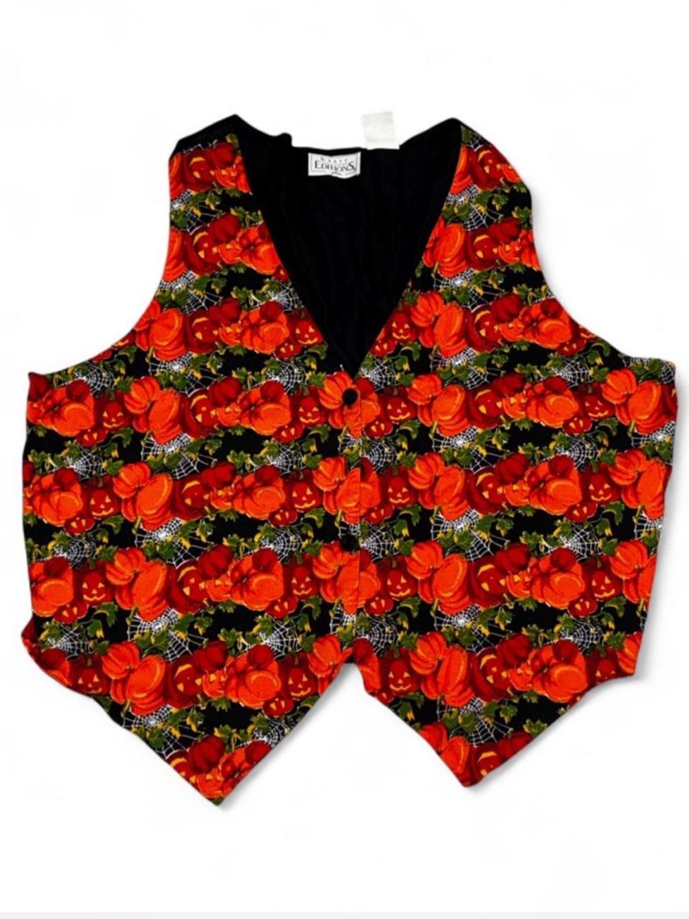 Basic Editions Black & Orange Pumpkin Pattern Vest
